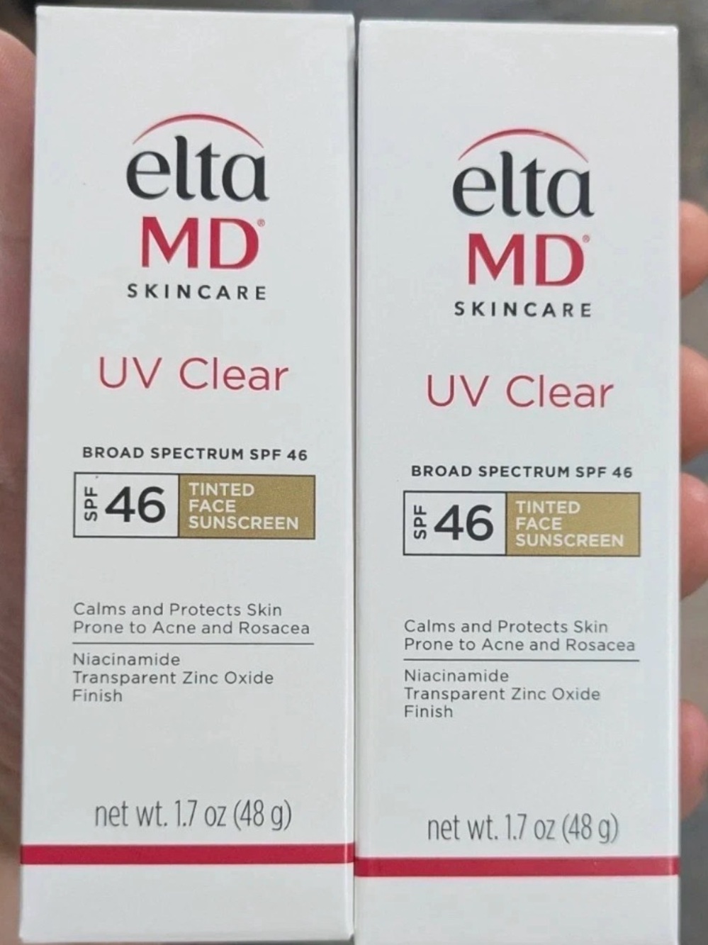 EltaMD UV Clear Tinted Face Sunscreen - White with Gold and Red Accents